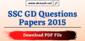 SSC GD Question Paper 2015 in Hindi PDF