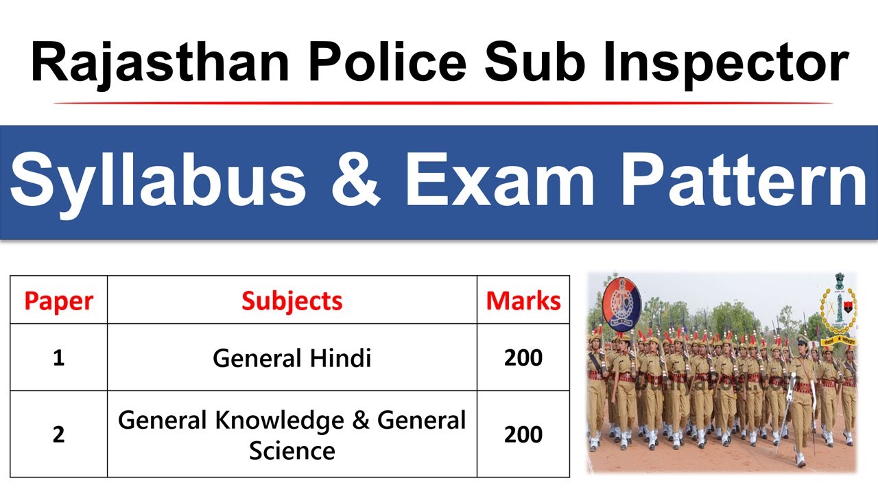 Rajasthan Police SI Syllabus 2024