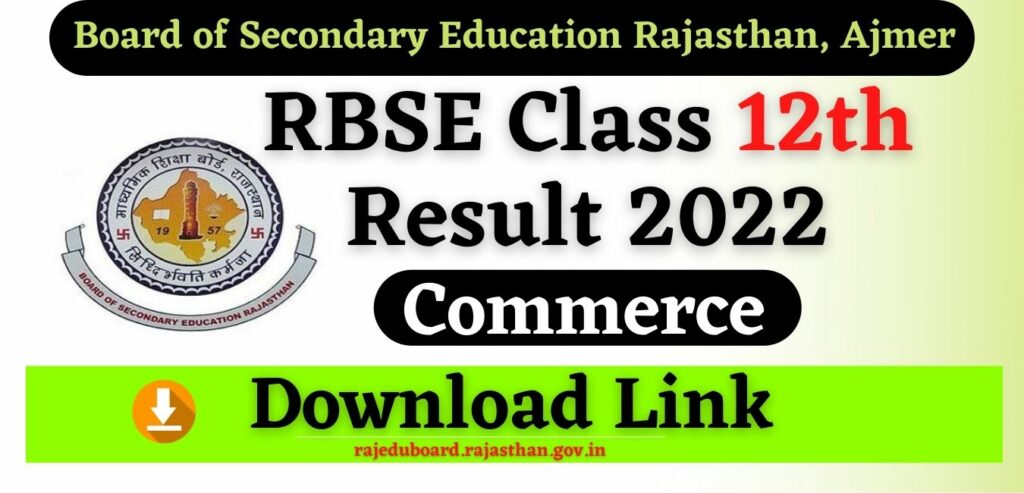RBSE 12th Commerce Result 2022 Download Link