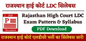 Rajasthan High Court LDC Syllabus 2024 PDF Download in Hindi