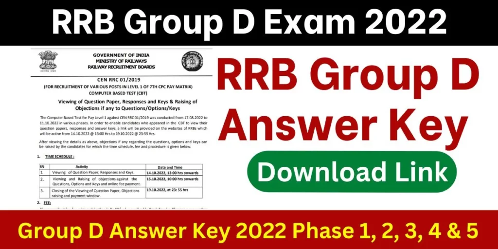 RRB Group D Answer Key 2022 Phase 1, 2, 3, 4 & 5 PDF Download Link