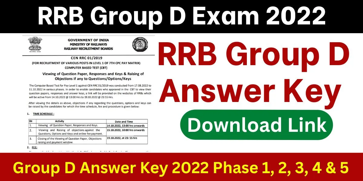 RRB Group D Answer Key 2022 Phase 1, 2, 3, 4 & 5 PDF Download Link