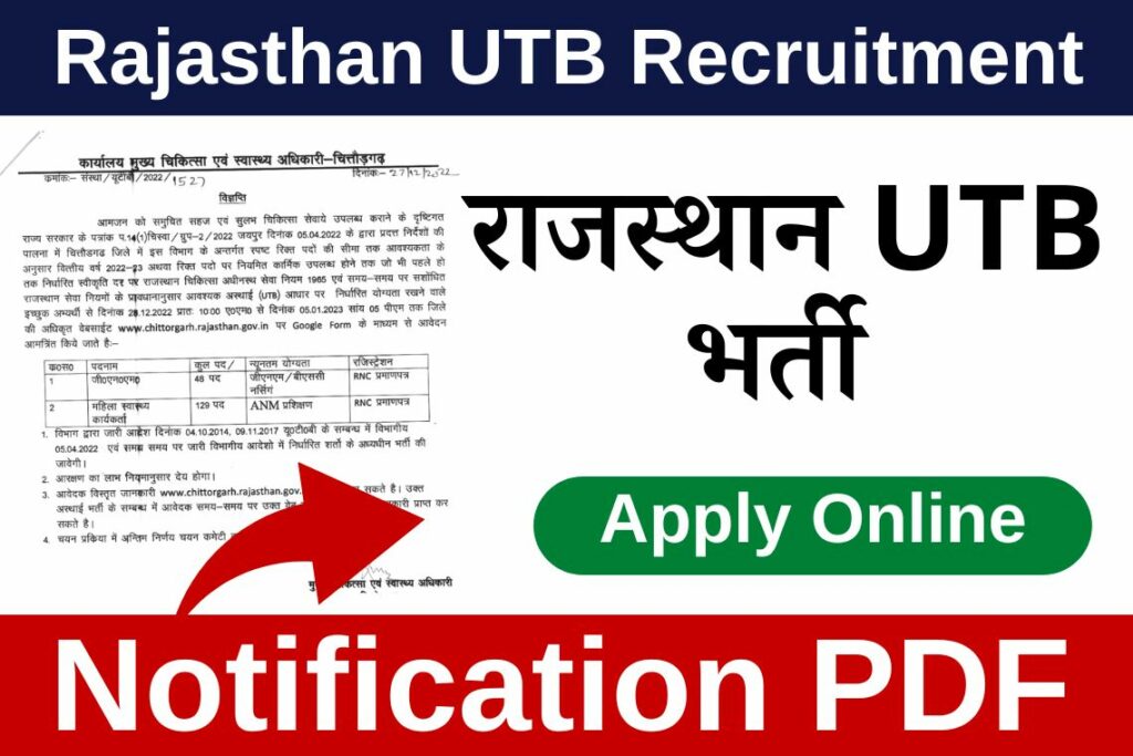 Rajasthan UTB Recruitment  2023
