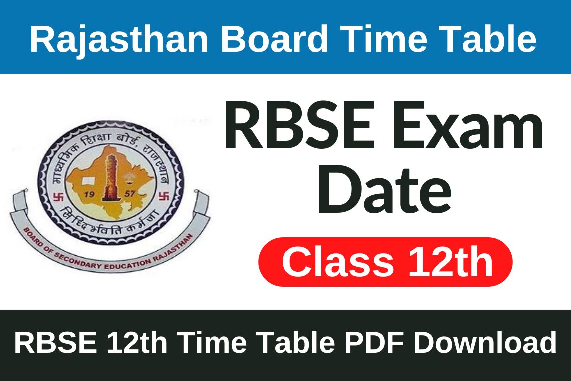 RBSE 12th Time Table 2024 PDF Download