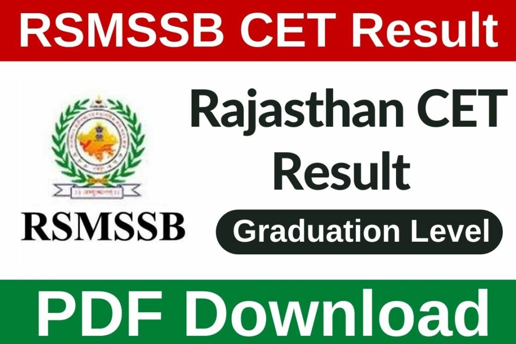RSMSSB CET Graduation Level Result 2023 