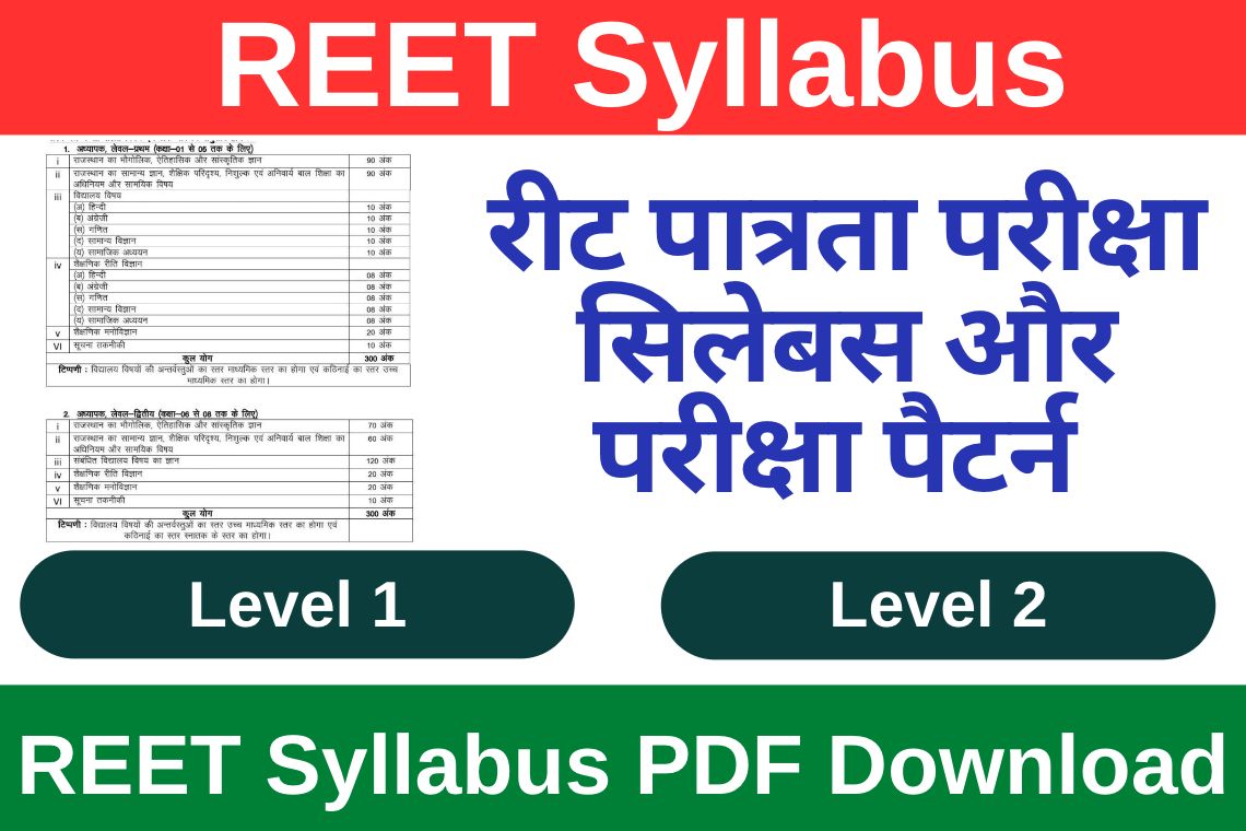 REET Syllabus 2024 PDF Download Level 1, Level 2