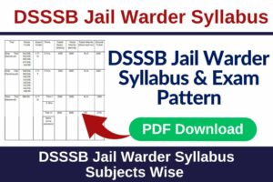 DSSSB Jail Warder Syllabus 2024 PDF Download