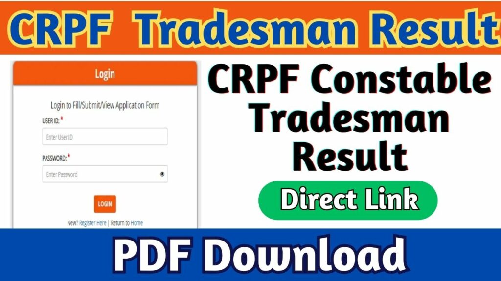 CRPF Tradesman Result 2023 PDF Download