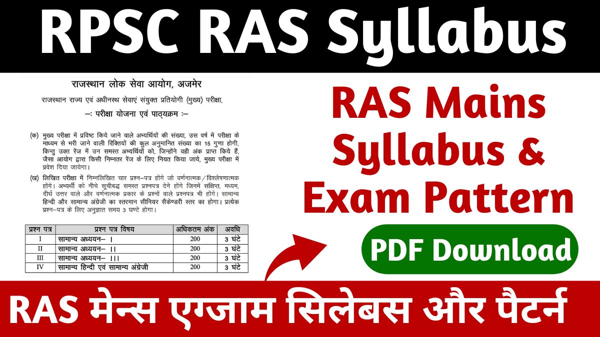 RPSC RAS Mains Syllabus 2024 PDF Download
