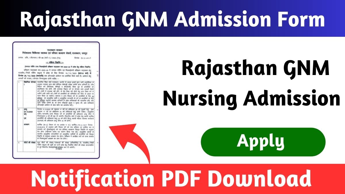 Rajasthan GNM Admission Form 2024