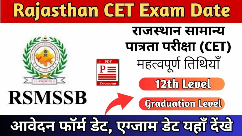 Rajasthan CET Exam Date 2024 Notification PDF