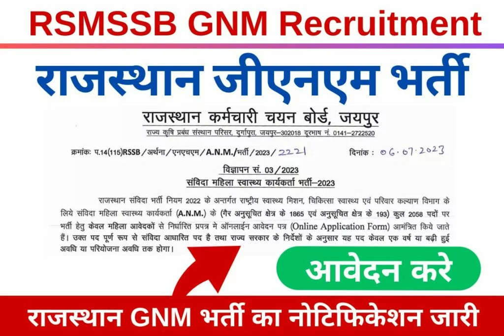 Rajasthan GNM Recruitment 2024 Admit Card